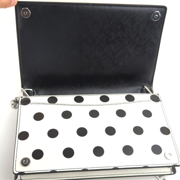 Marc Jacobs Leather White With Black Polka Dots Chain Strap Crossbody NWT - Picture 3 of 7